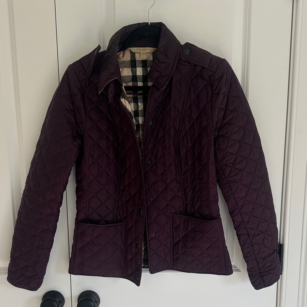 Burberry Dark Purple Quilted Puffer Jacket